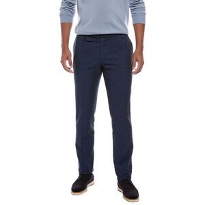 Slowear Mens  Linen-Blend Single Pleat Regular Fit Pant, Blue